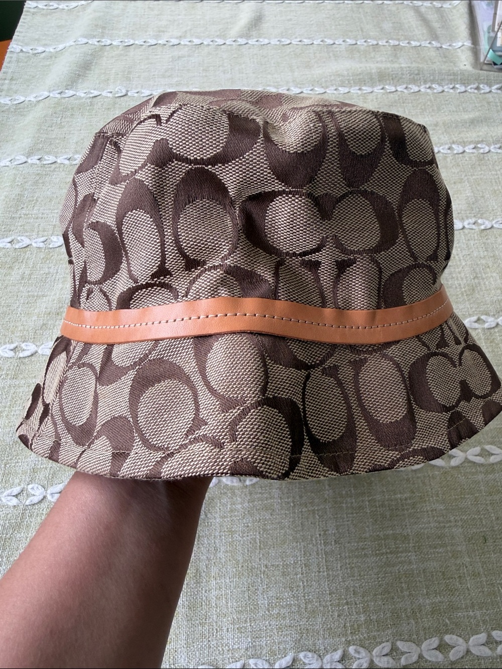 Coach Monogram Bucket Hat in Brown and Tan